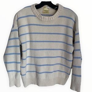 VINTAGE STRIPED SWEATER IN IVORY AND PASTEL BLUE